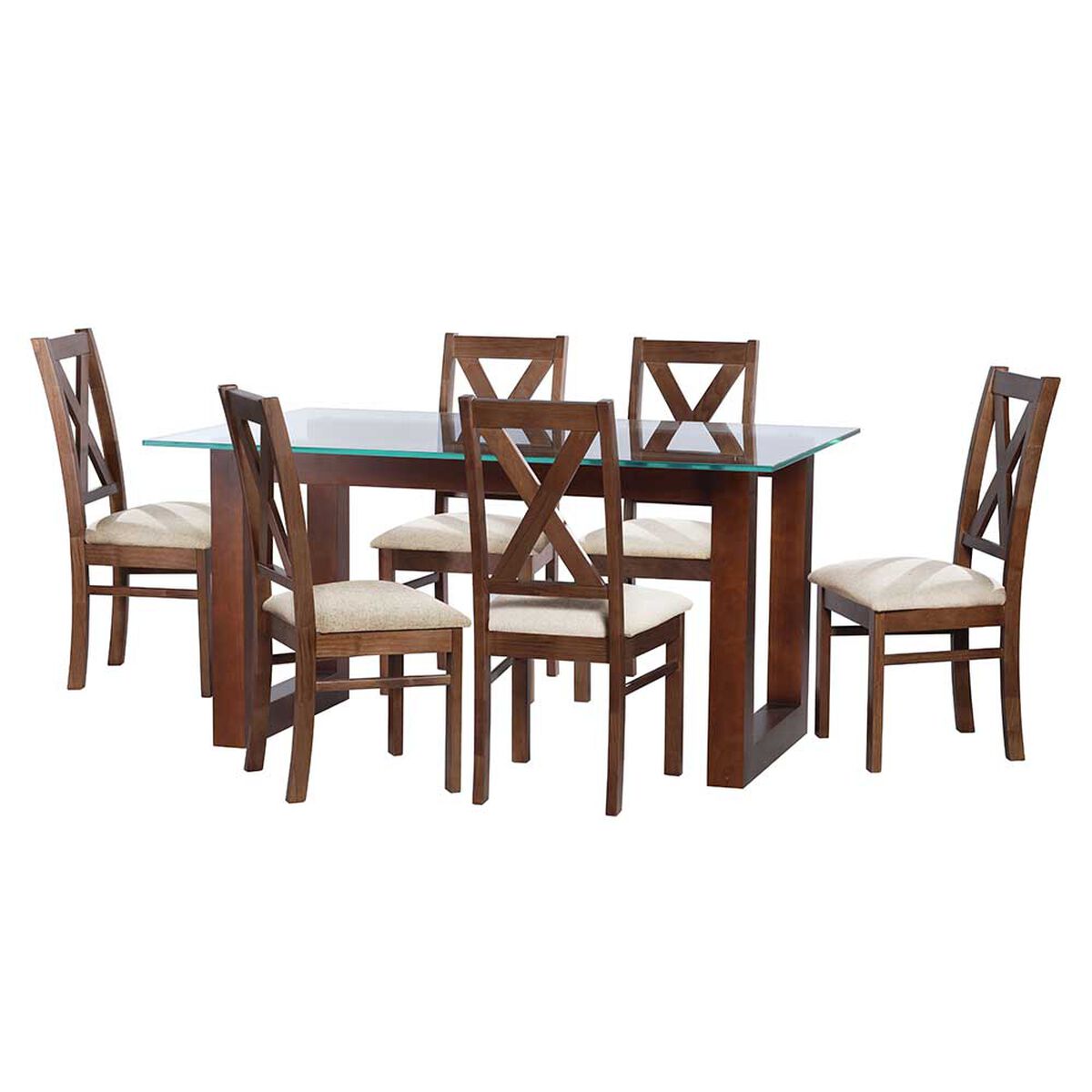 Juego de Comedor Latam Home Pamplona Girona 6 Sillas Lino Gris Claro