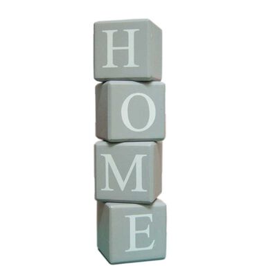 Adorno Cubos con Letras Madera Vgo Letras  24 x 6 cm Gris
