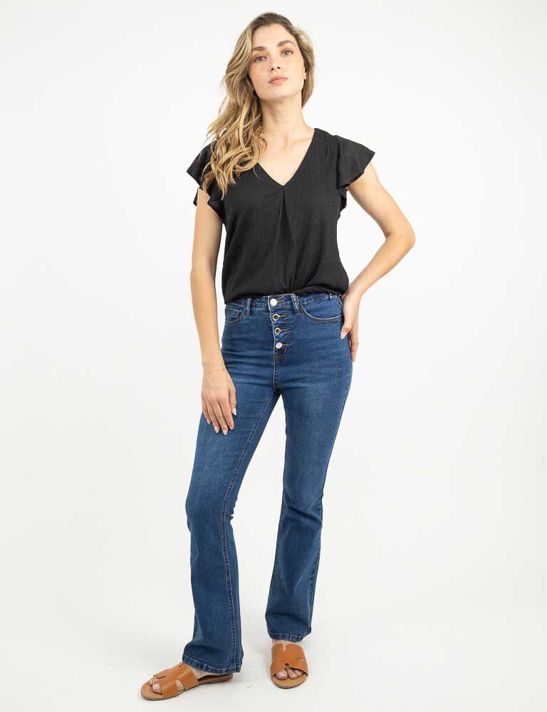 Jeans Flare Mujer Zibel Azul, Celeste, Marengo, Negro