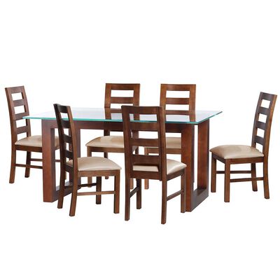 Juego de Comedor Latam Home Pamplona Burgos 6 Sillas Cuero Rojo