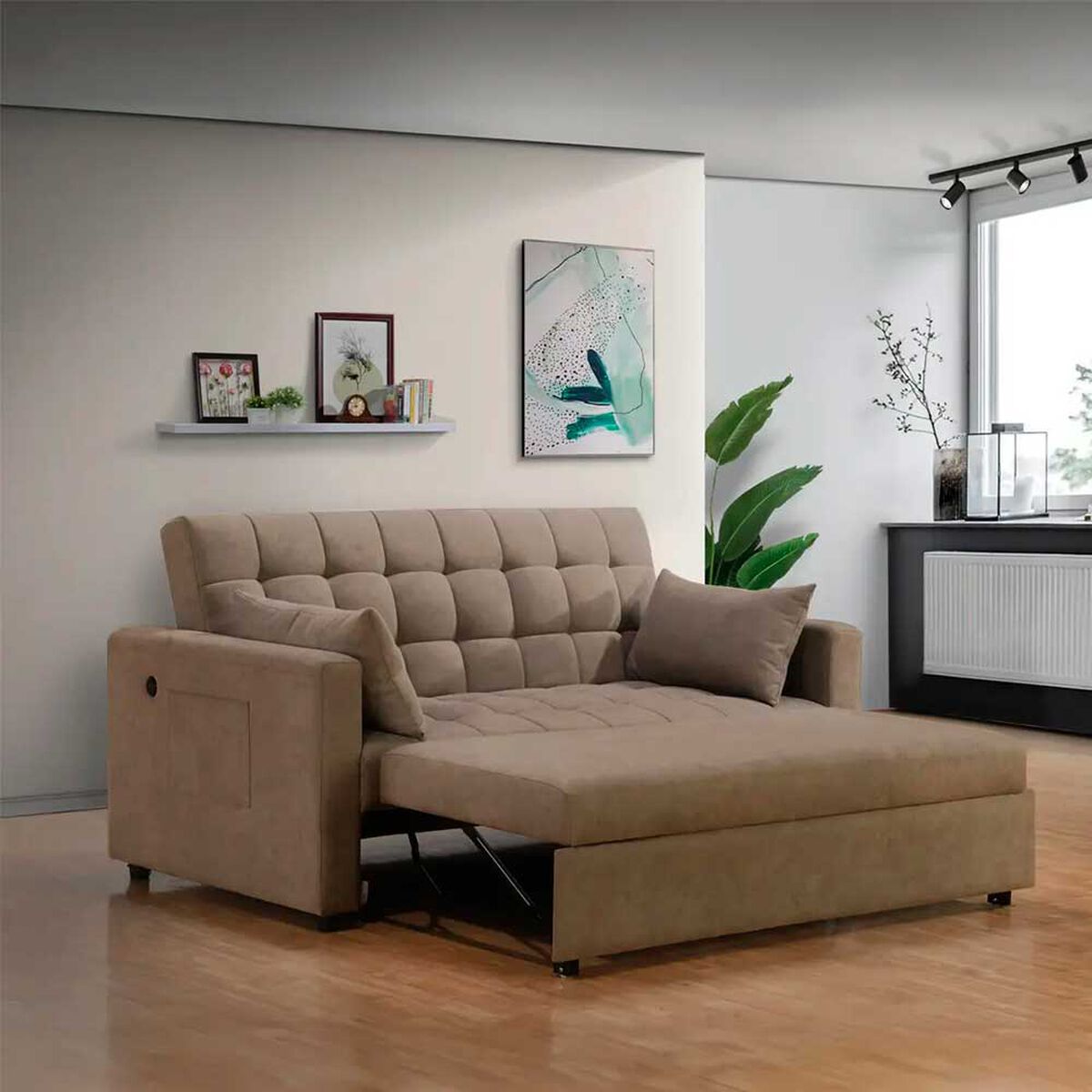Sofá Cama Celta Luxe 3 Cuerpos Beige