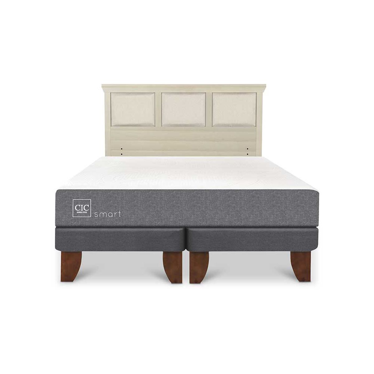 Cama Europea CIC Base Dividida 2 Plazas Smart + Respaldo Torino Alpino