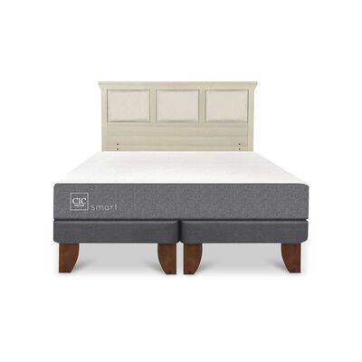 Cama Europea CIC Base Dividida 2 Plazas Smart + Respaldo Torino Alpino