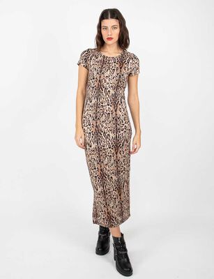Imagen 1 del producto Vestido Maxi Animal Print Manga Corta Mujer Fiorucci Dark