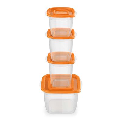 Imagen 2 del producto Set 8 Contenedores Plásticos Mademsa Transparente Naranjo
