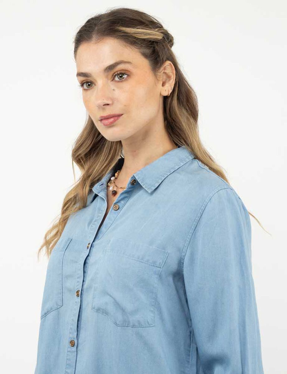 Blusa Mezclilla Manga Larga Mujer Alma