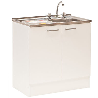 Imagen 1 del producto Kit Mueble de Lavaplatos + Lavaplatos Mobikit Blanco 2 Puertas