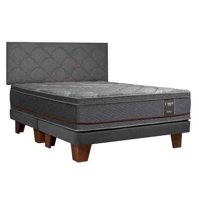 Cama Europea Celta Base Dividida King Copper Black + Respaldo