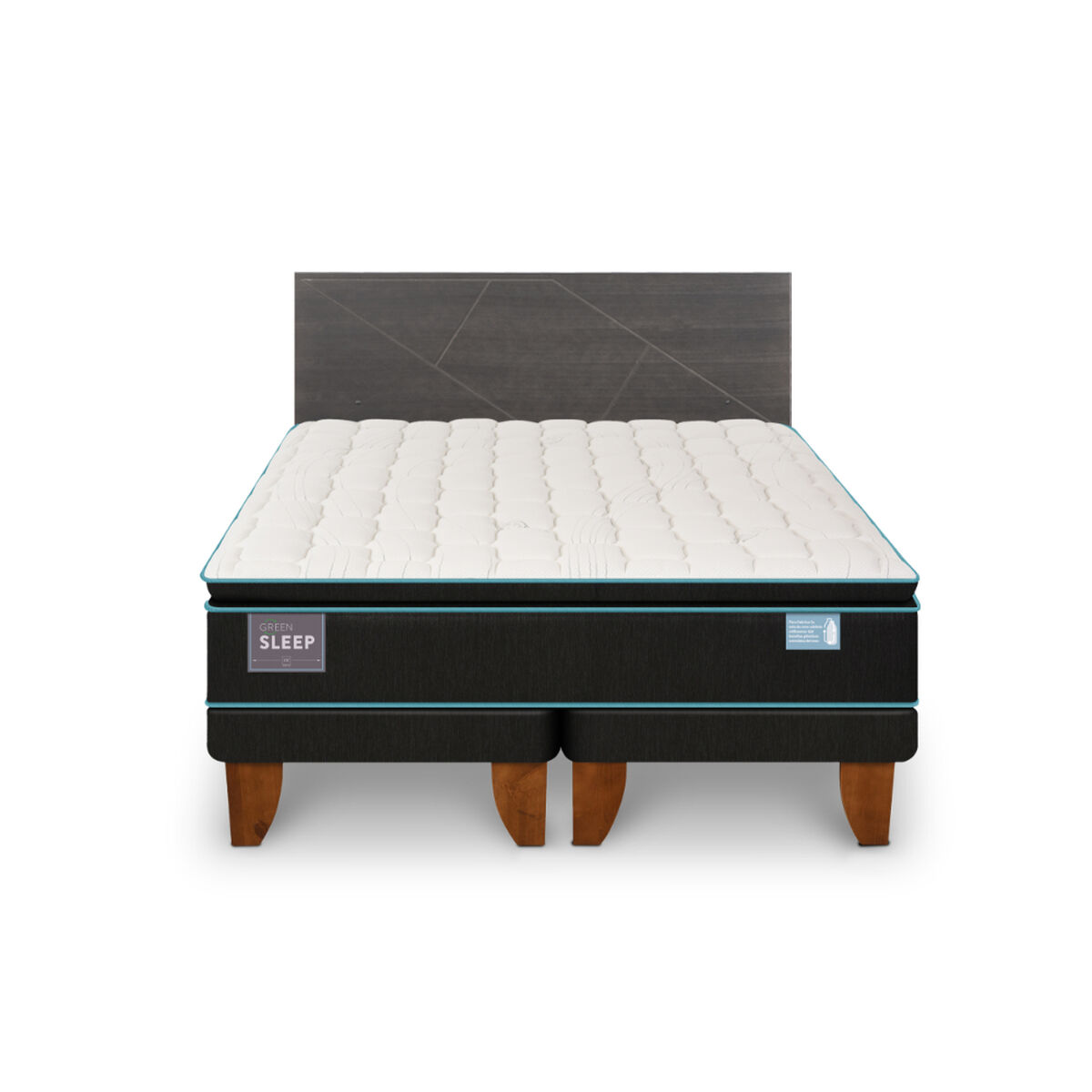 Cama Europea CIC Green Infinity 2 Plazas + 1 Respaldo Villarrica Gris