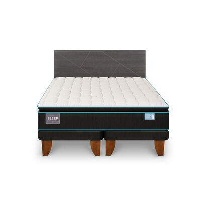 Cama Europea CIC Green Infinity 2 Plazas + 1 Respaldo Villarrica Gris