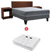 Combo Cama Europea Celta 2 Plazas Cádiz + Respaldo + 2 Veladores Casanova 2 Plazas Nogal + Calientacama Análogo Kioto CC2 2 Plazas