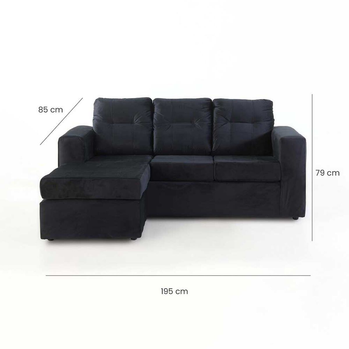 Sofá Modular Kea Rodas 3 Cuerpos Negro