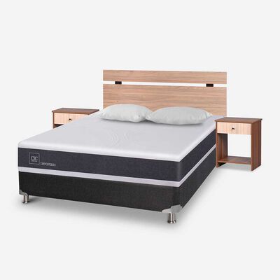 Imagen 2 del producto Box Spring CIC 2 Plazas Ortopedic + Respaldo + 2 Veladores Olmo + 2 Almohadas