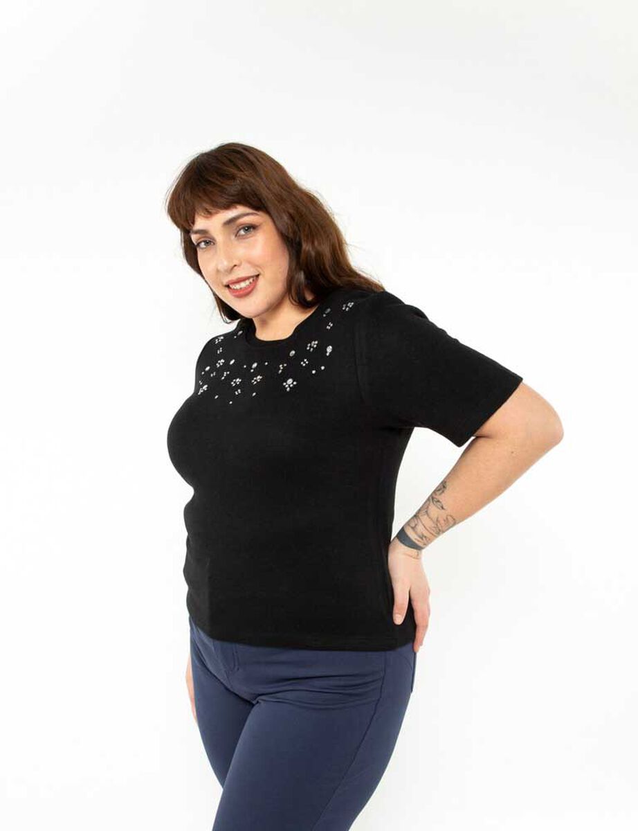 Sweater Con Apliques Manga 3/4 Mujer Extralindas