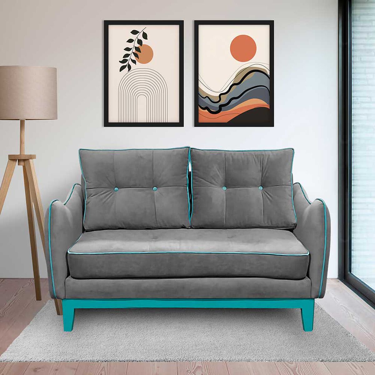Sofá Living Factory Vintage 2 Cuerpos Gris