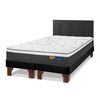 Cama Europea Flex Base Dividida 2 Plazas Mallorca + Respaldo Royal Negro