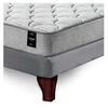 Cama Europea Latam Home Base Dividida 2 Plazas Cannon  + 2 Almohadas + S&aacute;banas + Respaldo Tela Gris