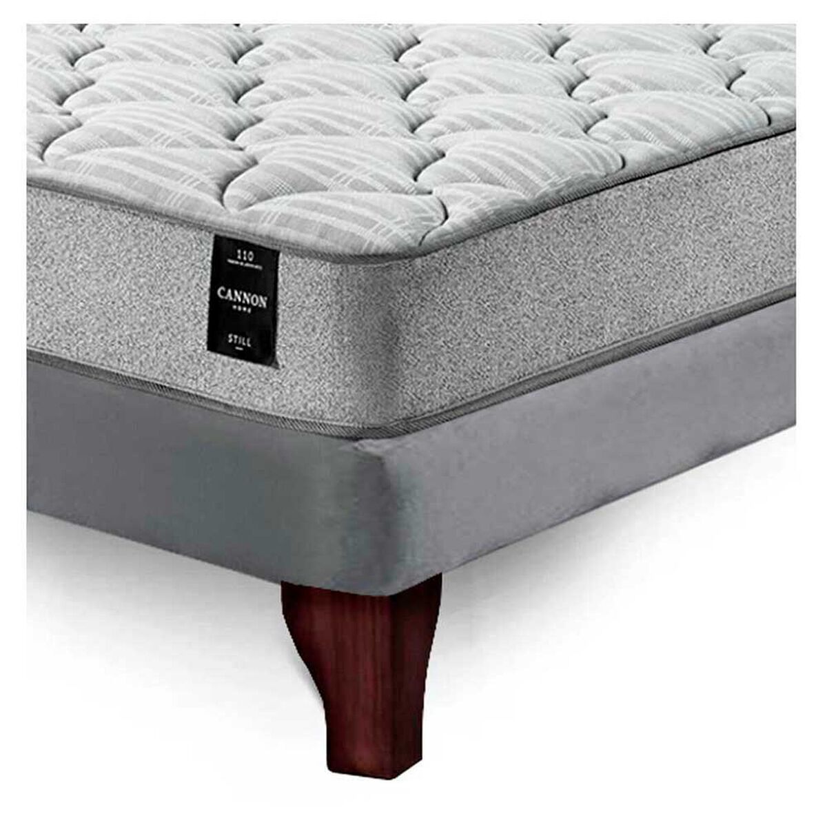 Cama Europea Latam Home Base Dividida 2 Plazas Cannon  + 2 Almohadas + S&aacute;banas + Respaldo Tela Gris
