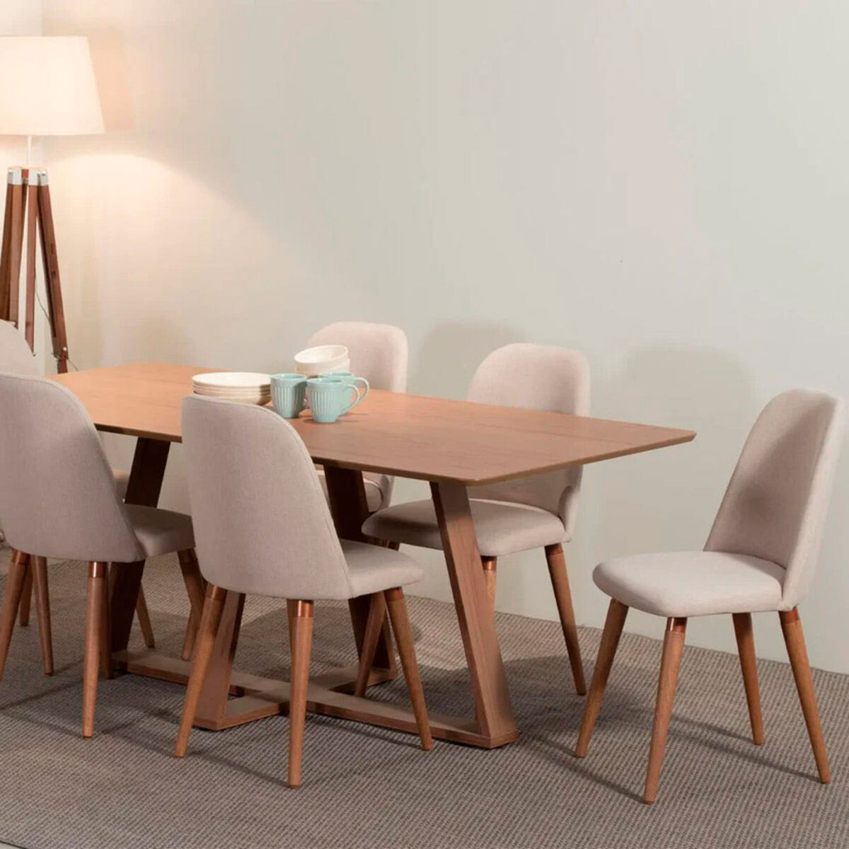 Juego de Comedor Decocasa Avena 6 Sillas Beige