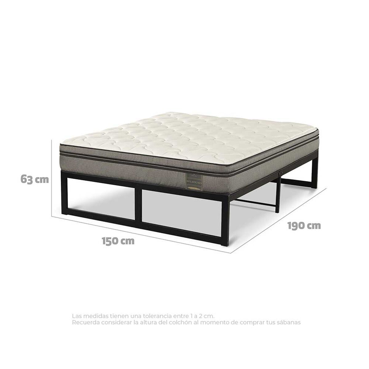 Cama Iron Smart Belsogno 2 Plazas Signature
