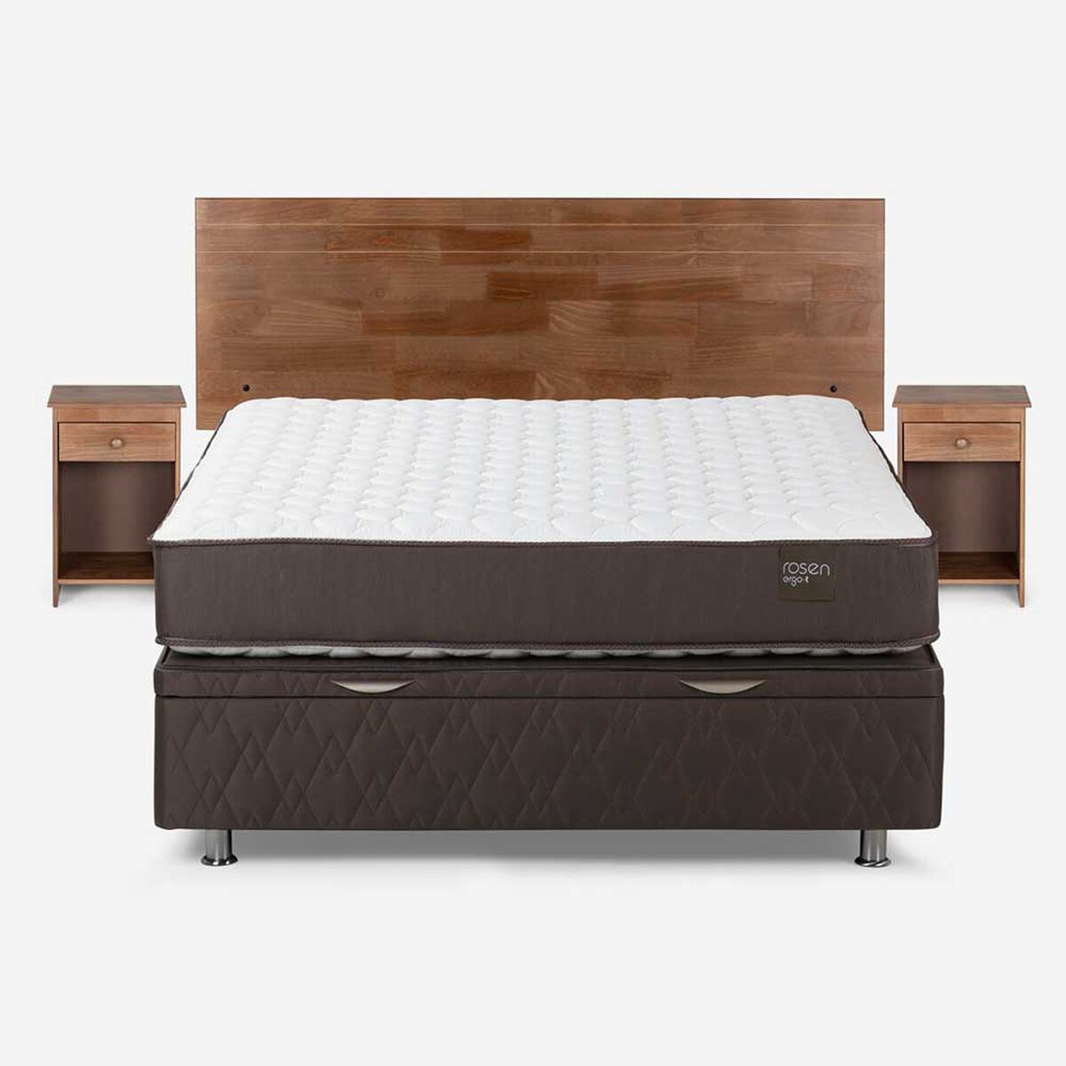 Boxet Rosen 2 Plazas Ergo T + Respaldo + 2 Veladores Tabor Caramelo