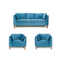 Juego de Living Barra Design Estocolmo Sofá 3 Cuerpos + Dos Sillones 1 Cuerpo Petróleo