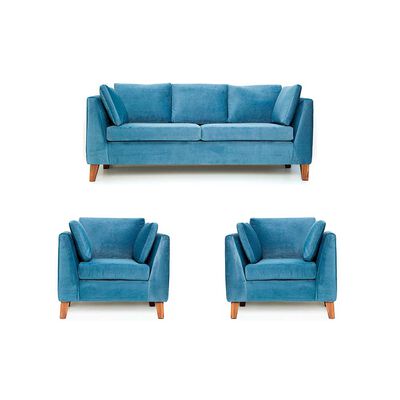 Juego de Living Barra Design Estocolmo Sofá 3 Cuerpos + Dos Sillones 1 Cuerpo Petróleo