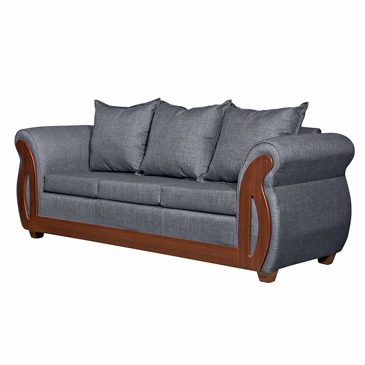 Juego de Living Ruzam Mobel Isidora Sof&aacute; 3 Cuerpos + Dos Sillones 1 Cuerpo Lino Gris