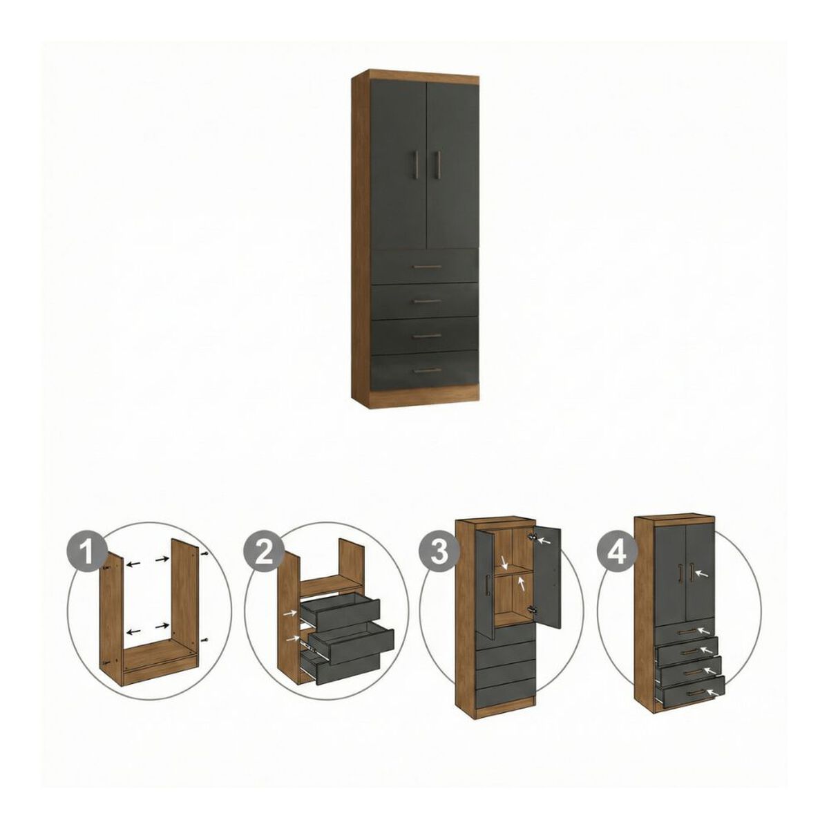 Closet Exit 2P 4C Negro/Caf&eacute;