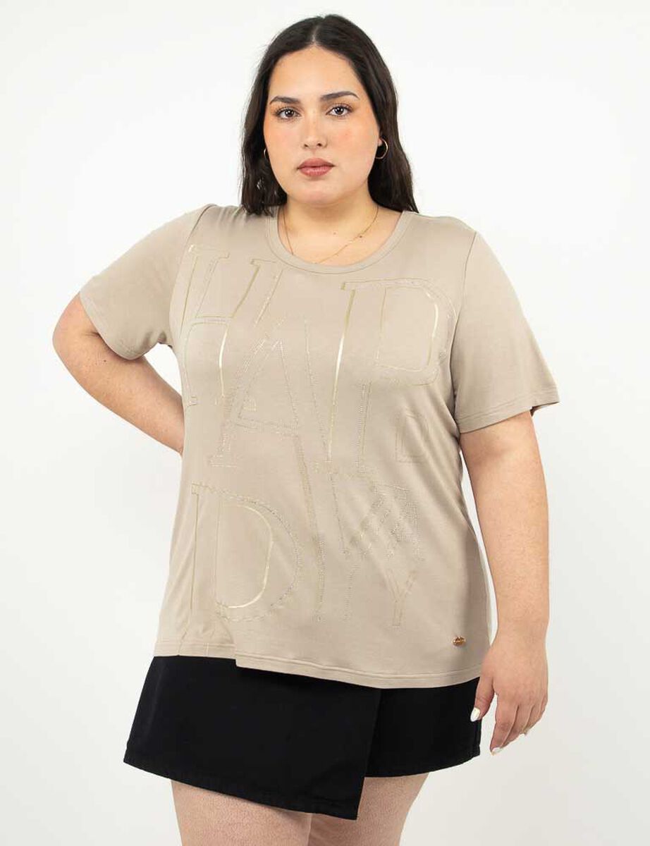 Polera Con Estampado Manga Corta Mujer Extralindas