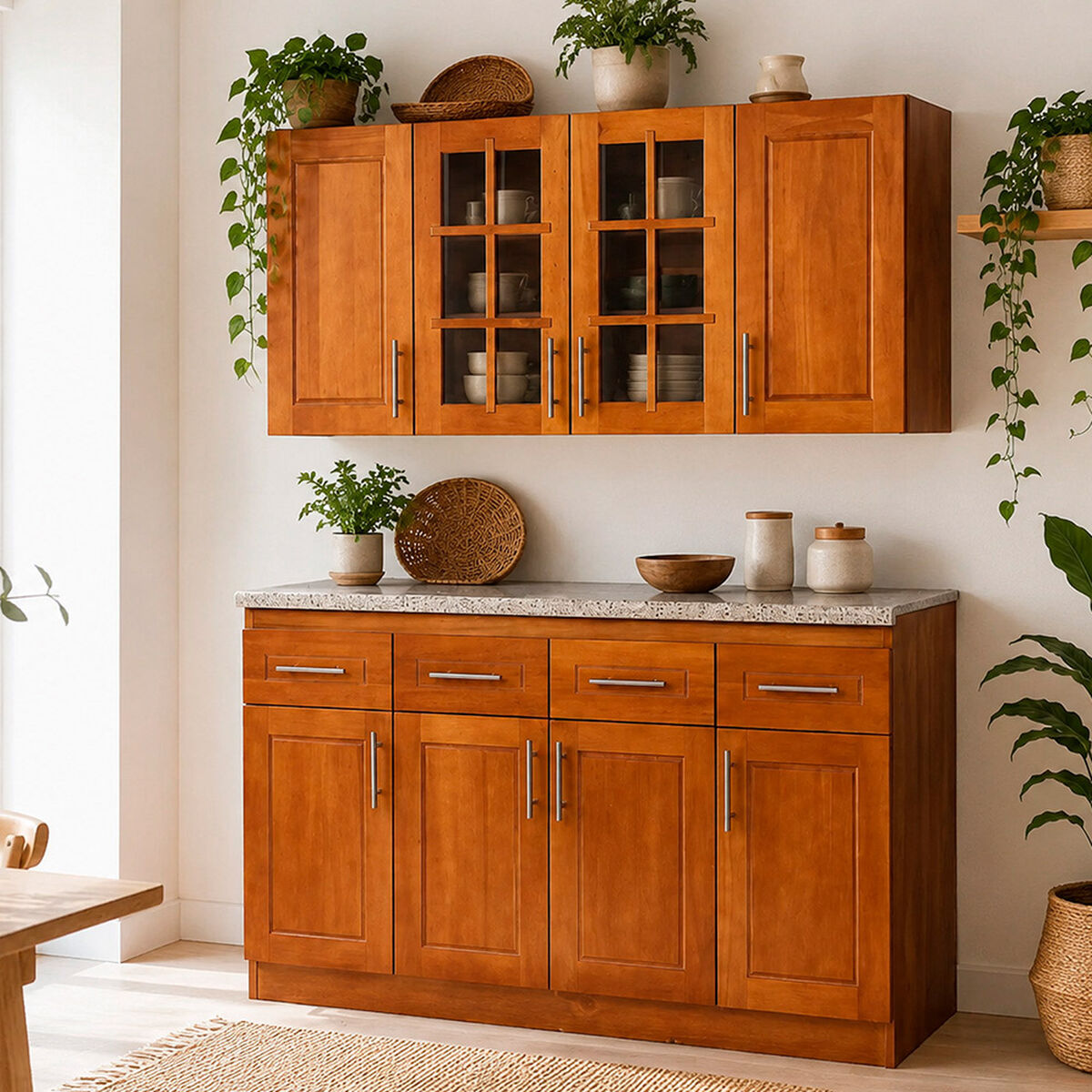 Mueble de Cocina Muebles Hema Berl&iacute;n 8 Puertas 4 Cajones Nogal