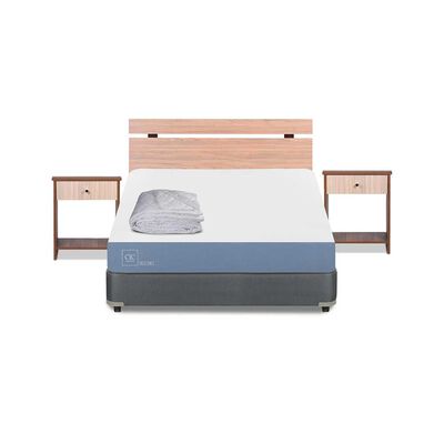 Cama Americana CIC 2 Plazas Excellence + Respaldo + 2 Veladores Olmo + Plumón