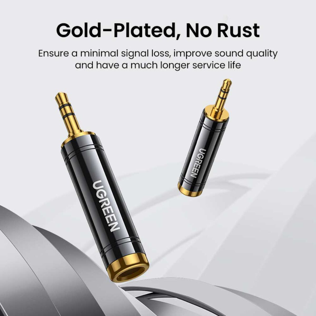Adaptador Gold Estereo Jack 6.3Mm H/M Plug 3.5Mm Ugreen Av168