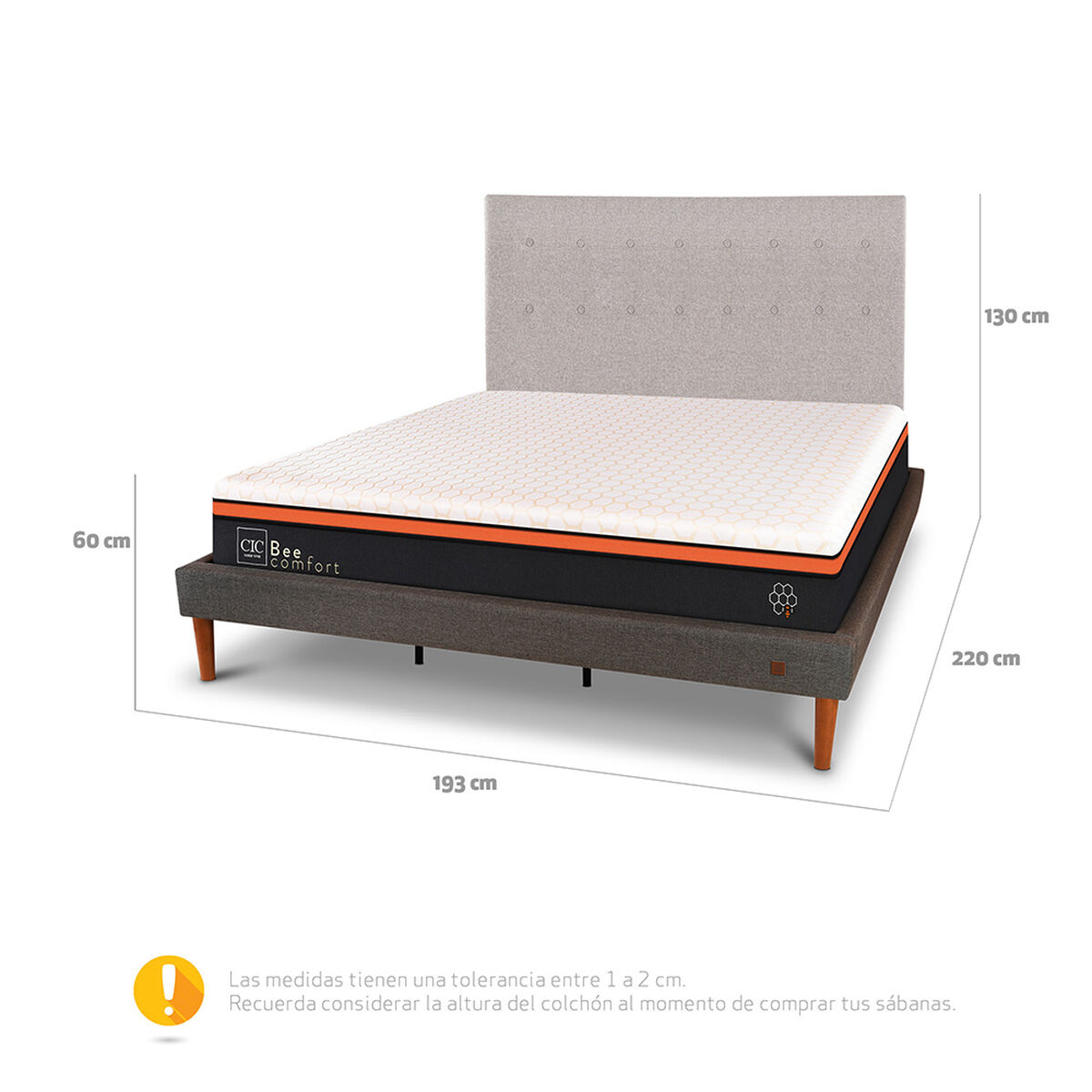 Cama Europea Curve CIC King Bee Comfort + Respaldo
