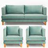 Juego de Living Barra Design Larisa Sofá 3 Cuerpos + Dos Sillones 1 Cuerpo Verde Claro