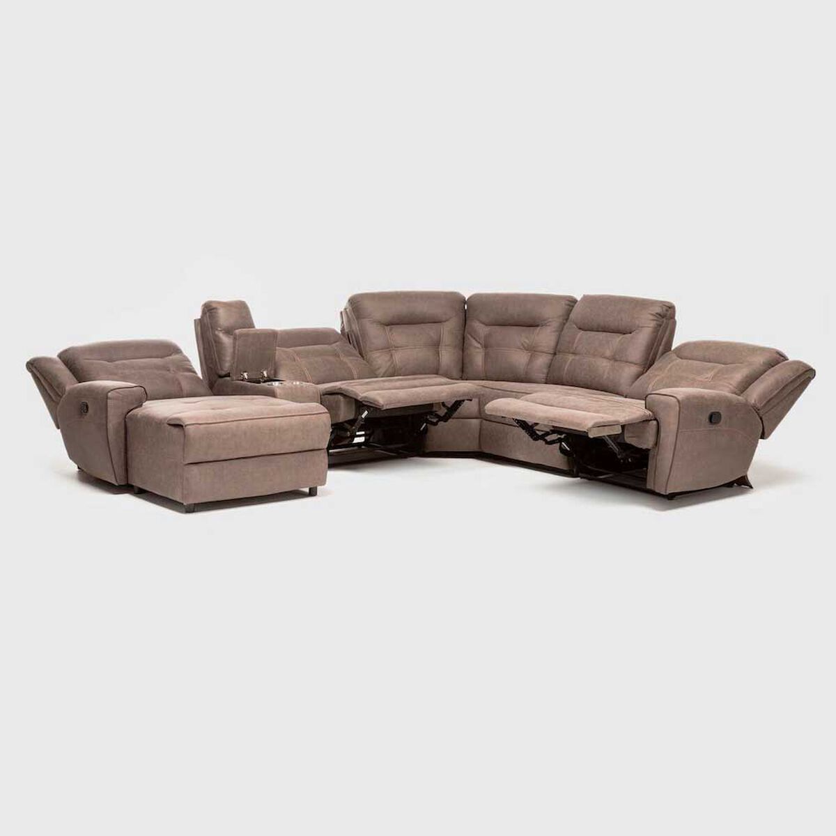 Seccional Izquierdo Reclinable Daniels Moderno 5 Cuerpos Caf&eacute; Grand