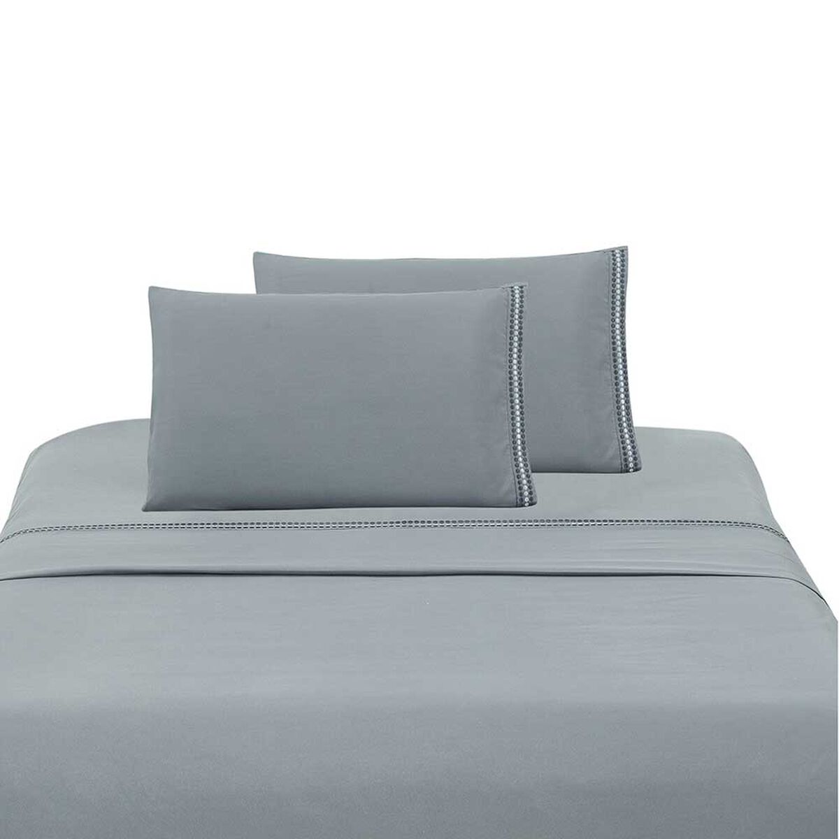 Juego de S&aacute;banas Illusions 2 Plazas Bordada Gris