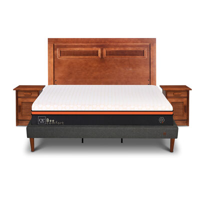 CIC Cama Europea Curve CIC King Bee Comfort + Respaldo + 2 Veladores