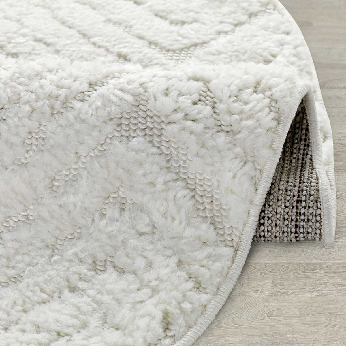 Alfombra Redonda Modalfo Palafito Blanca 160 x 160 cm