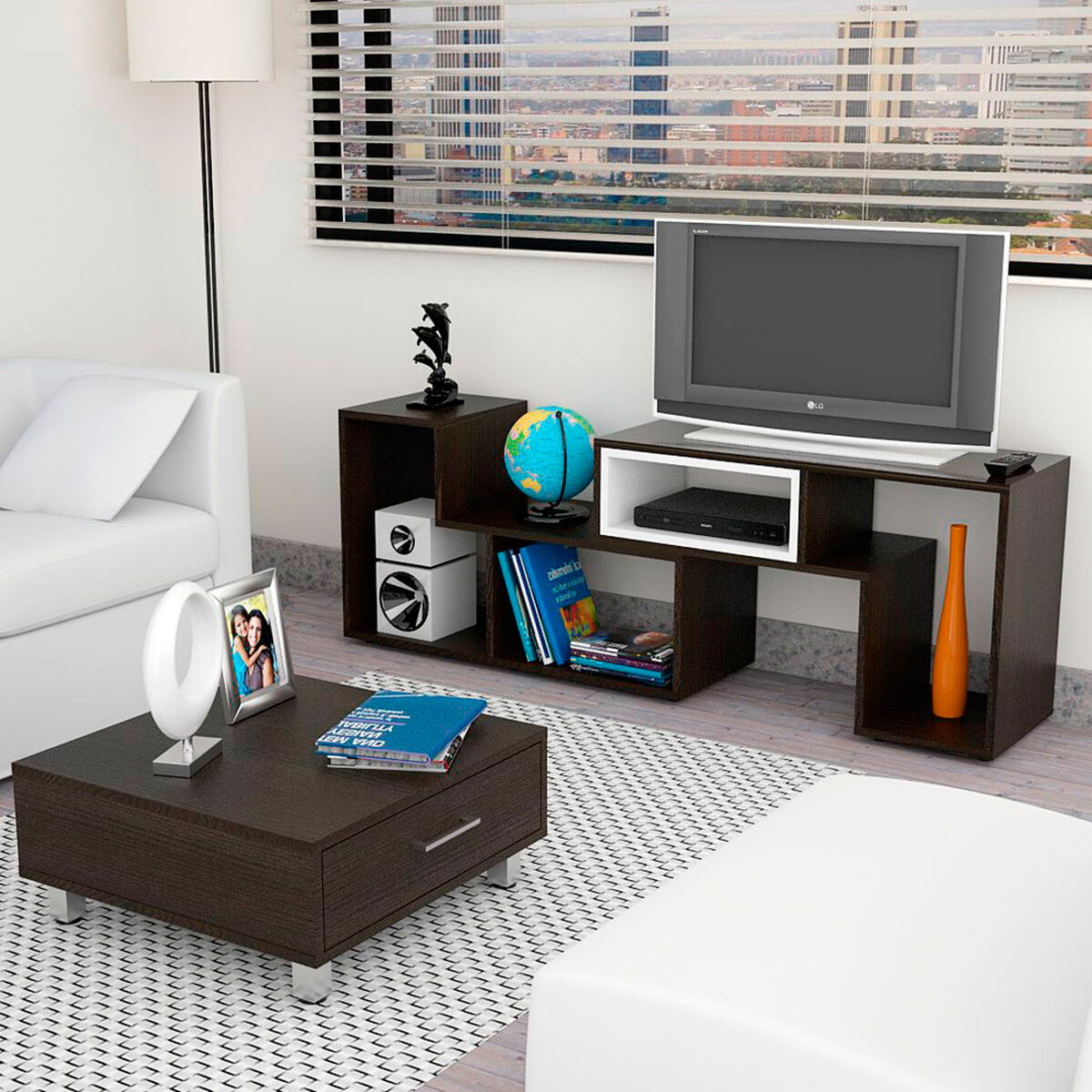 Set Rack TV Extensible + Mesa de Centro Beijing