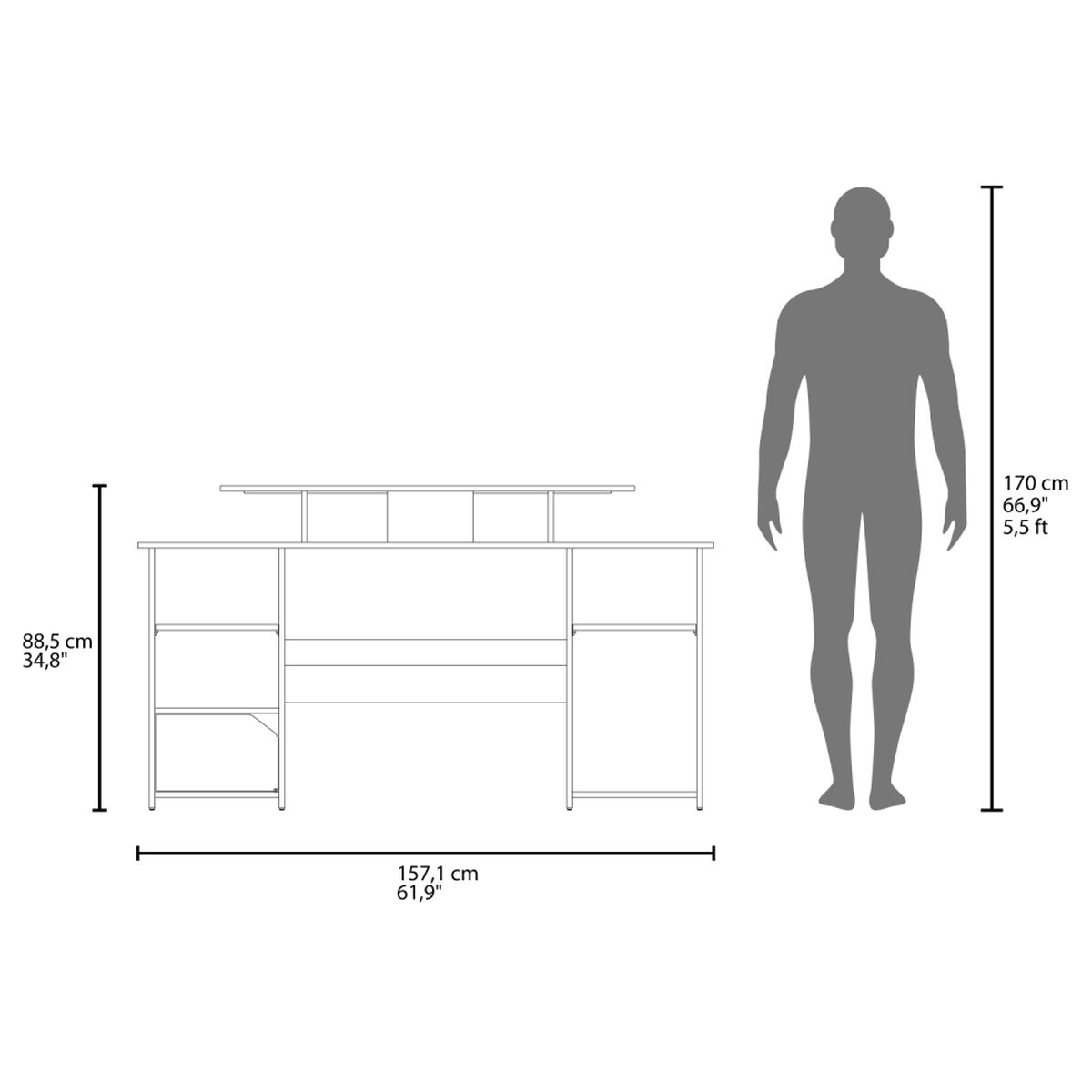 Escritorio Gamer TuHome Keria Wengue Y Rojo