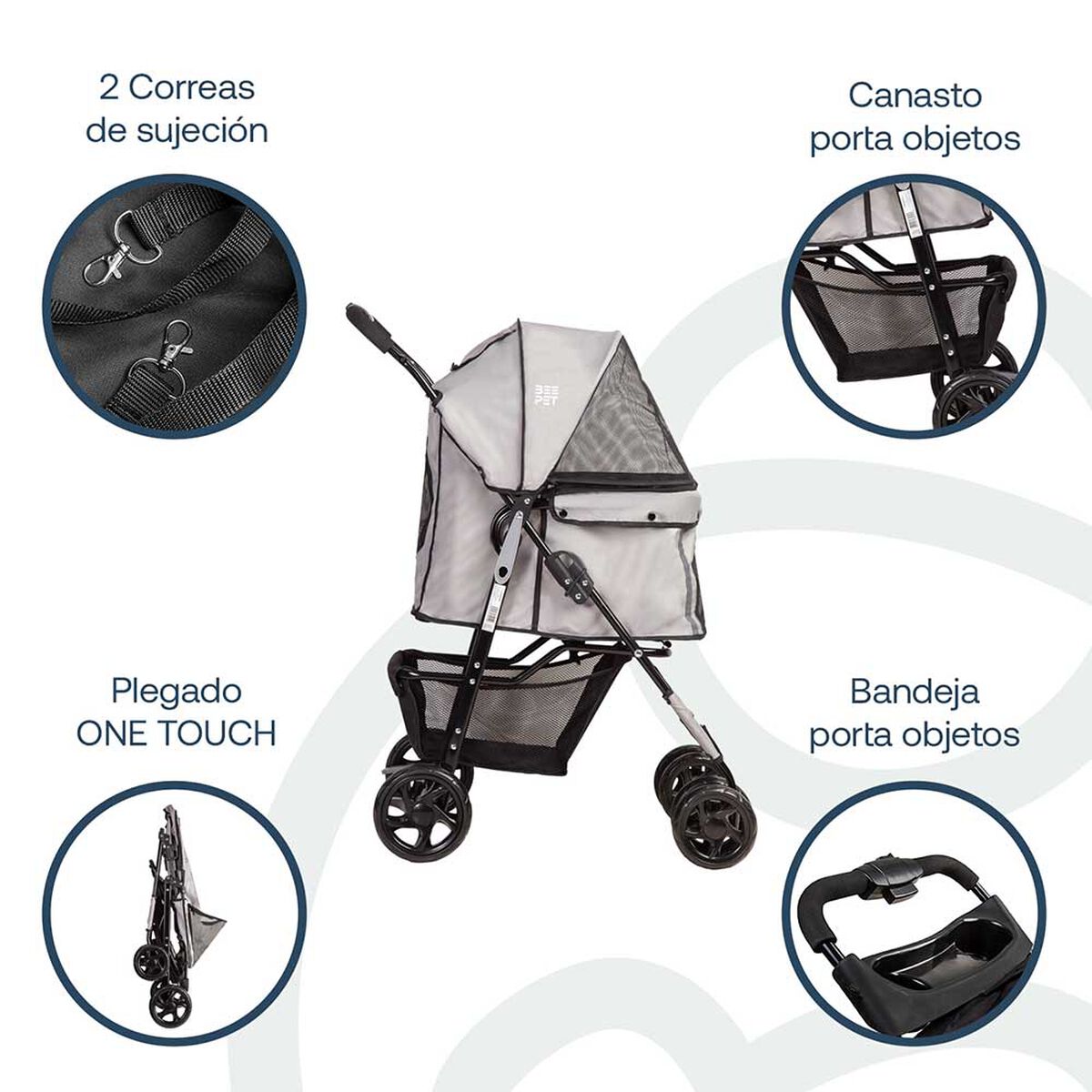 Coche Mascota Gris BP01 Bebesit