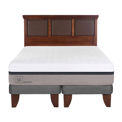 Cama Europea CIC Base Dividida 2 Plazas Balance + Respaldo New Torino Caramelo
