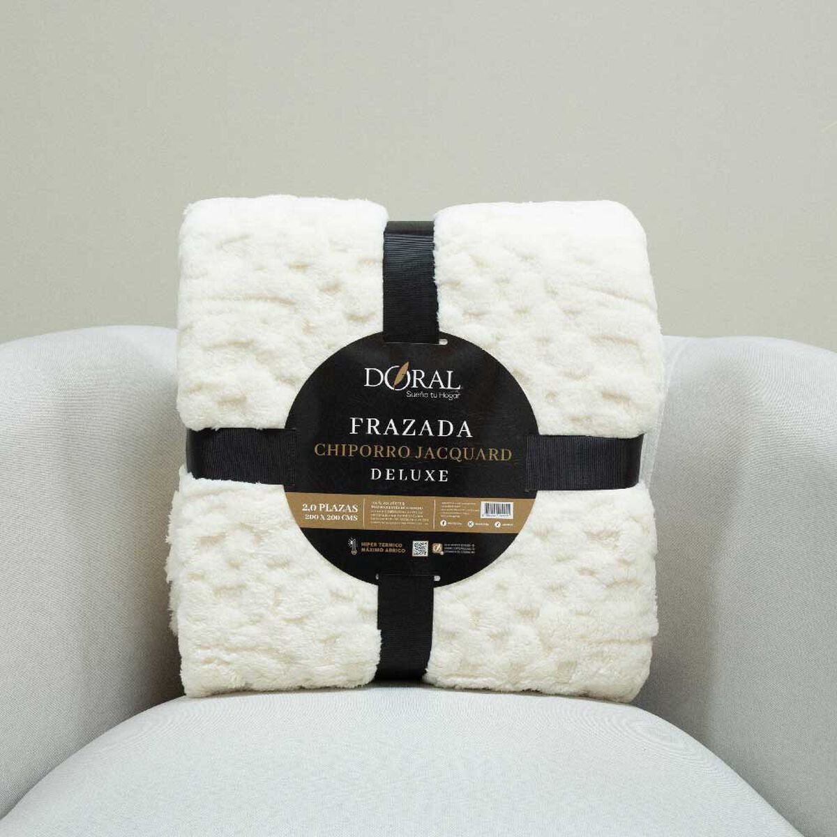Frazada Doral 2 Plazas Chiporro Jacquard Liso Crudo