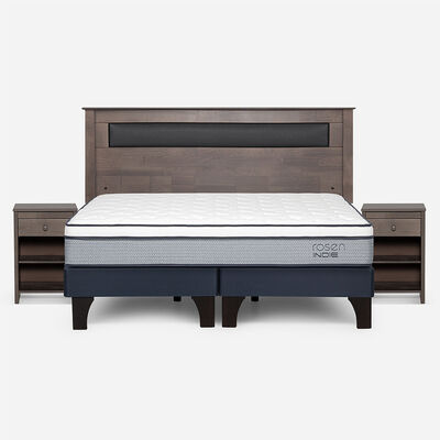 Combo Cama Europea Rosen king Indie BD + Respaldo y Veladores Ferrara