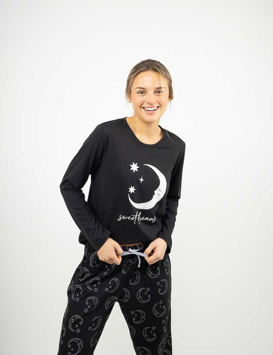 Pijama Larga Algod&oacute;n Manga Larga Mujer Icono