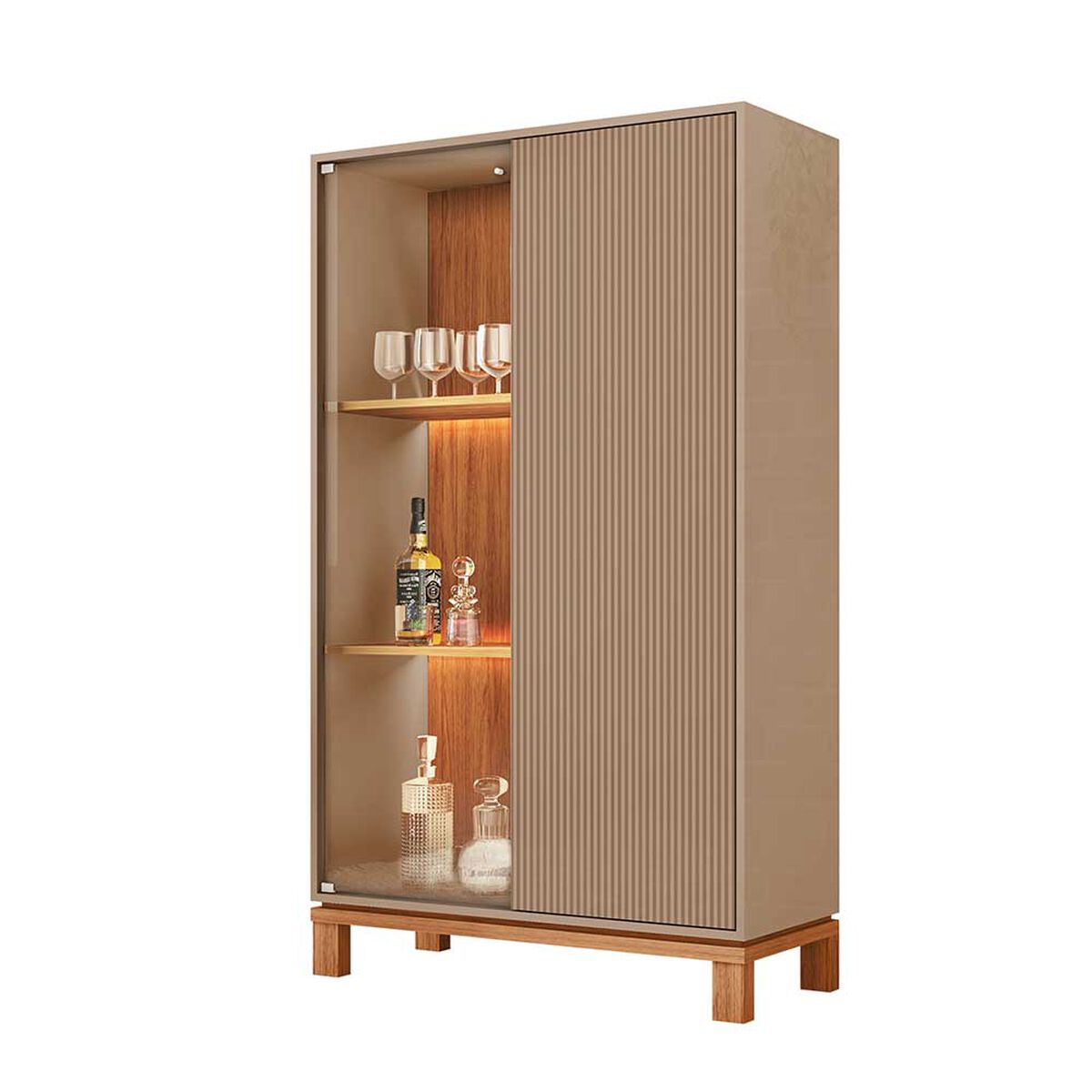 Panel TV 65" + Rack TV 55" + Vitrina + Buffet Decocasa Mondrian Gris