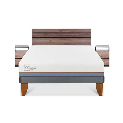 Cama Europea CIC 2 Plazas Excellence Plus + Respaldo + 2 Veladores