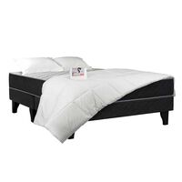 Cama Europea Celta Base Dividida 2 Plazas Atlantis Black + Set Textiles
