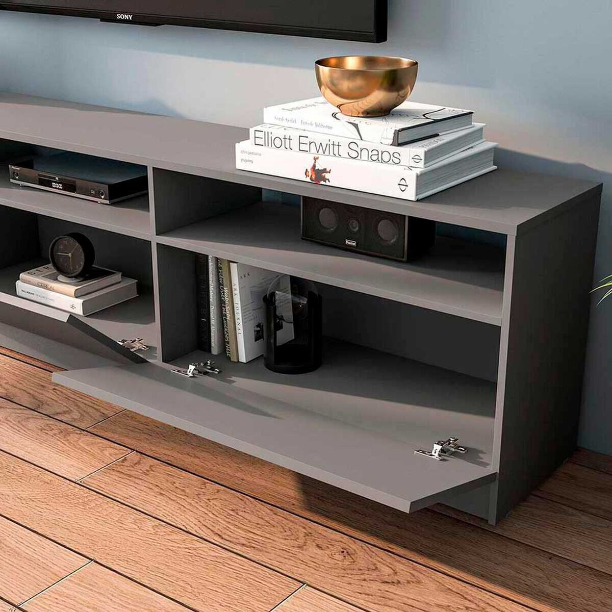 Rack TV Vekkahome Moyan Hasta 75'' Gris